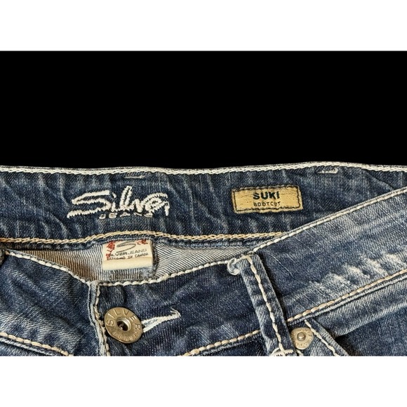 Silver Jeans Suki Mid Boot Women's Size 31x28 Blue Denim Vintage Classic Distres - Picture 5 of 5